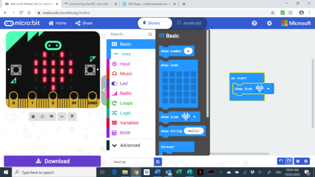 micobit block basic code